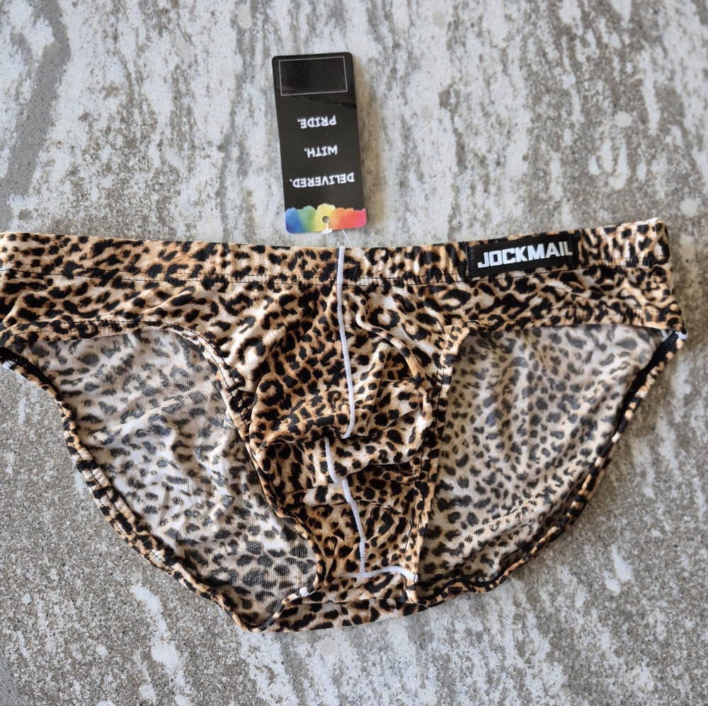 Jockmail Leopard Look Print Low Rise Brief Underwear. Size Medium New